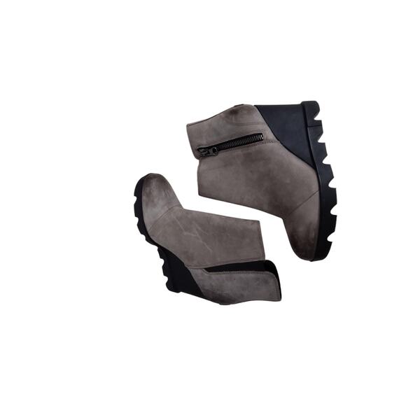Sorel Joan Of Arctic Wedge II Boots Womens Size 7.5 Gray Waterproof Leather Zip - Picture 1 of 10